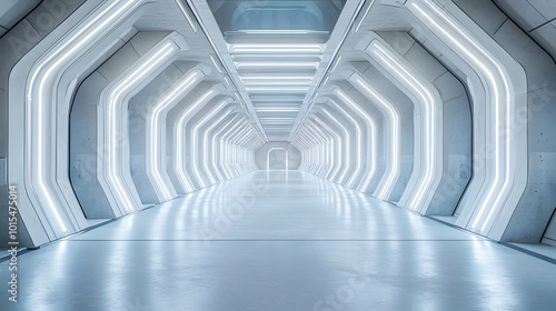 Futuristic White Corridor 3D Illustration