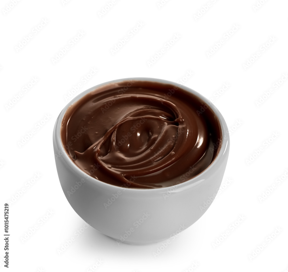 Bowl of sweet melted chocolate on white background Bowl of sweet melted chocolate on white background