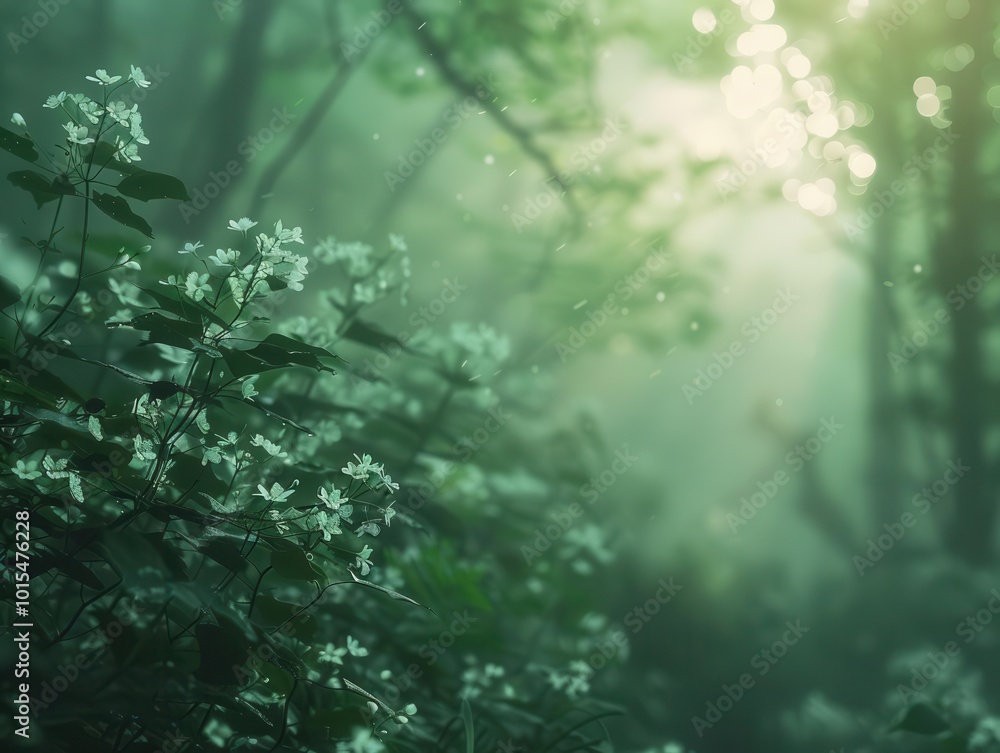 Gentle mist rising from a forest floor, ethereal and quiet, Nature, Soft greens, Photograph, Mystical morning Gentle mist rising from a forest floor, ethereal and quiet, Nature, Soft greens, Photograph, Mystical morning