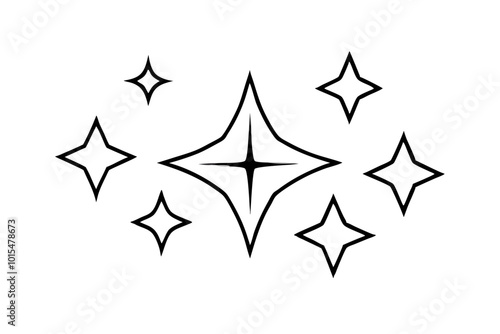 6 set Stars Sparkle Silhouettes Graphic