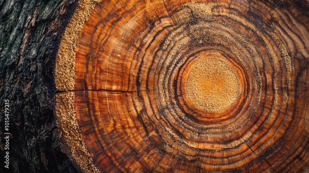 Fototapeta premium Growth rings on tree trunk. Closeup trunk texture