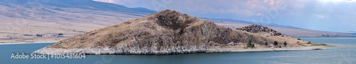 Panorama of the island in the middle of the Clark Canyon Reservoir near Dillon, Montana, USA