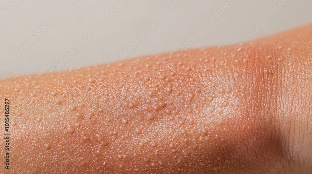 Fototapeta premium Close-Up of Keratosis Pilaris on Upper Arm Showcasing Natural Texture and Skin Condition Awareness for Health and Skincare Education