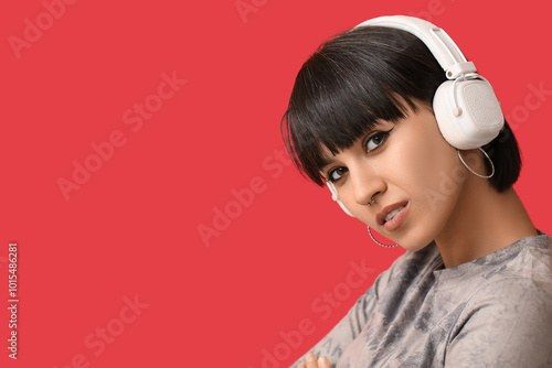 Stylish young woman in head...