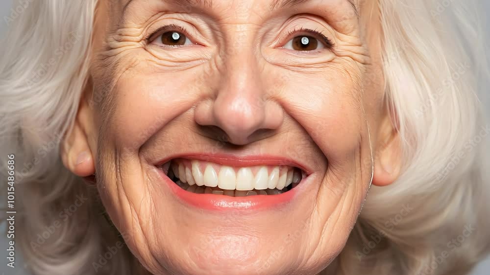 Senior woman with radiant smile displaying dental health and joyful aging Senior woman with radiant smile displaying dental health and joyful aging