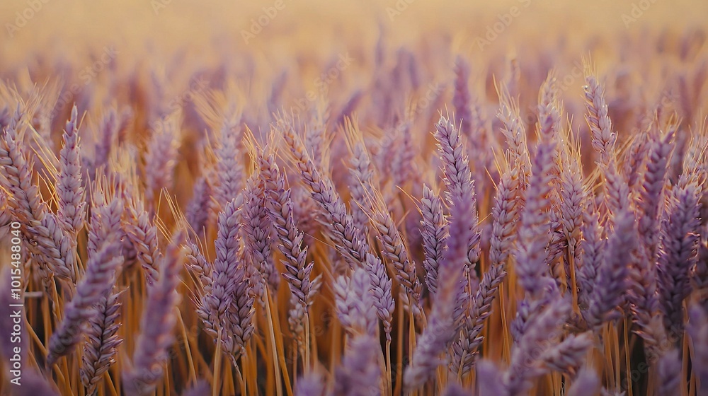 Fototapeta premium A close-up of a field of lavender flowers in a sea of green grass