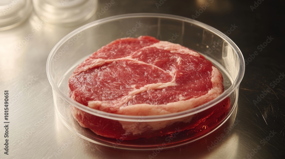 Innovative lab-grown meat concept in a petri dish showcasing sustainable food technology future of cuisine cellular agriculture and eco-friendly practices Innovative lab-grown meat concept in a petri dish showcasing sustainable food technology future of cuisine cellular agriculture and eco-friendly practices