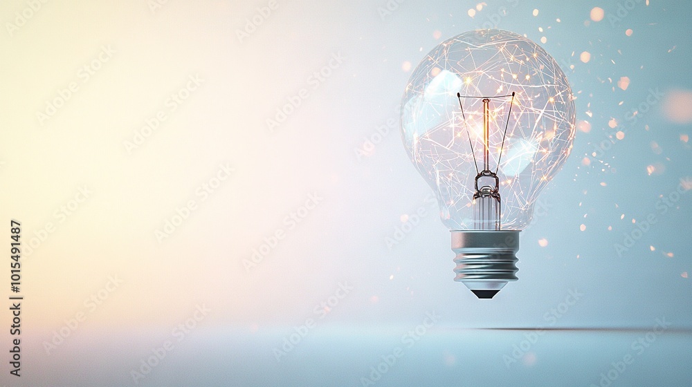 Light bulb with wire on blue background with dots Light bulb with wire on blue background with dots