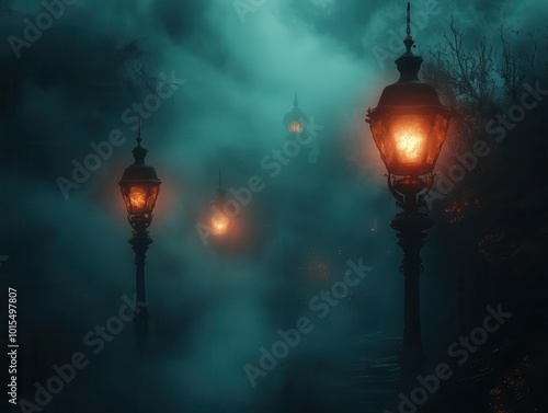 gloomy, eerie background theme for halloween. dark colors and shadowy elements create a haunting atmosphere, perfect for spooky graphics and decorations