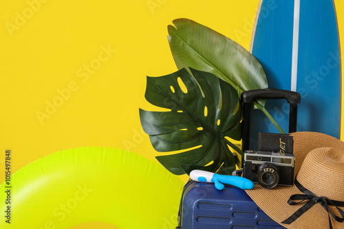 Suitcase with beach accesso...