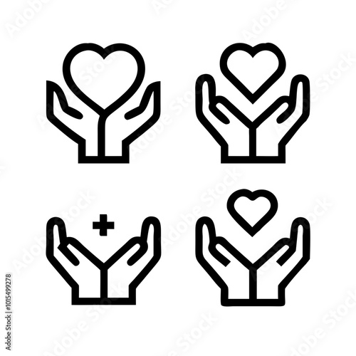 Vector and illustration: Charity line icon set. 