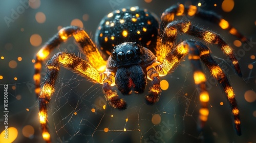 this A spider with a web designed to mimic the surrounding environment to trap prey. photo