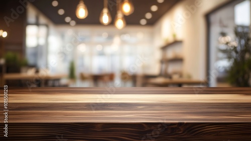 Wallpaper Mural Scenic wooden tabletop with blurred modern cafe interior ideal for promoting products enhancing decor lifestyle branding and visual storytelling Torontodigital.ca