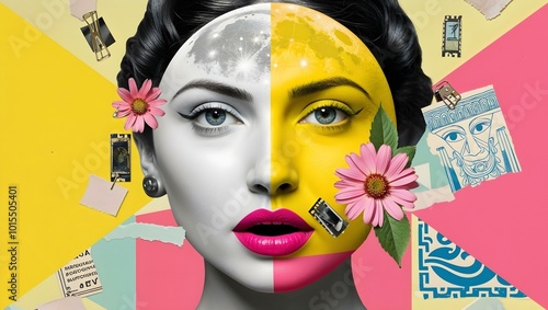 Symmetrical Woman's Face Collage
