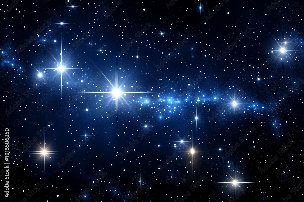 Obraz premium Night sky with sparkling stars on black background, peaceful starlit sky with cosmic view