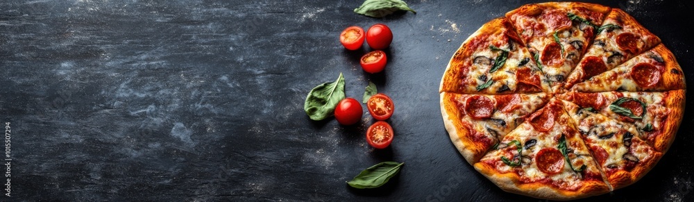 pizza on black background pizza on black background