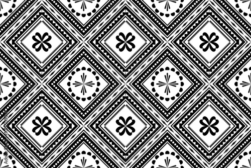 Geometric ethnic oriental seamless pattern traditional Design for background,carpet,wallpaper.clothing,wrapping,Batik fabric,Vector illustration.embroidery style - Sadu, sadou, sadow or sado