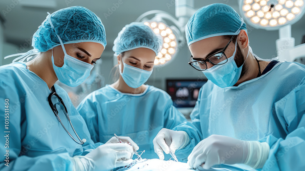 the doctors and the team of nurses are working on the operation room on the patients robotic operation the doctors and the team of nurses are working on the operation room on the patients robotic operation