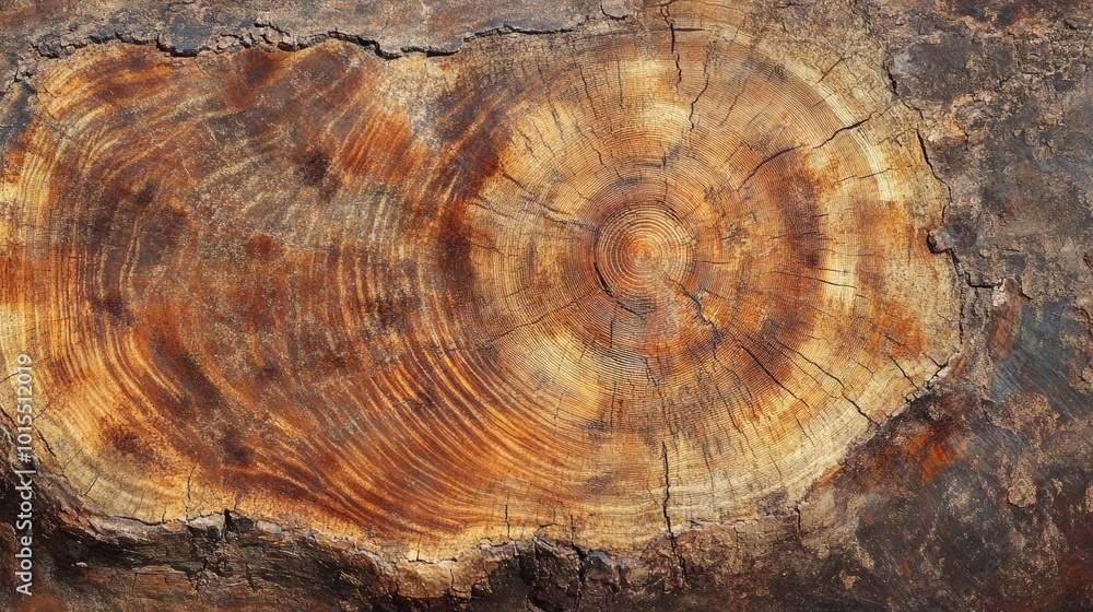 Textured hardwood trunk slice showcasing intricate rings and natural cracks highlighting the beauty of forest wood nature's artistry and organic design Textured hardwood trunk slice showcasing intricate rings and natural cracks highlighting the beauty of forest wood nature's artistry and organic design