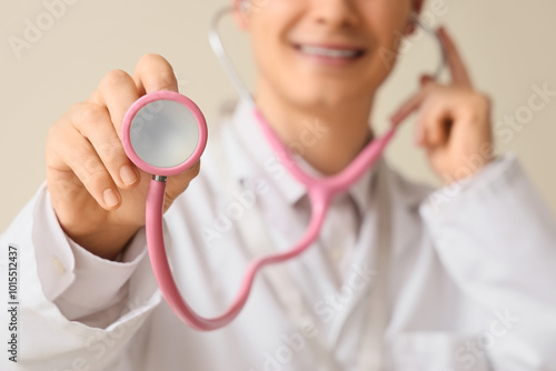 Male medical intern with st...