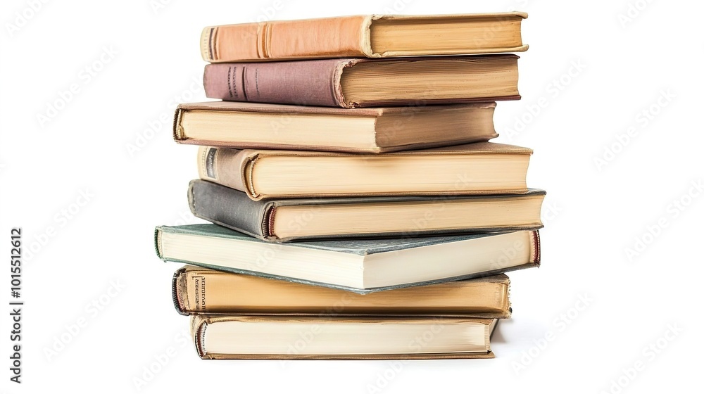 Stack of Books on White Background – Minimalist and Classic Design Stack of Books on White Background – Minimalist and Classic Design