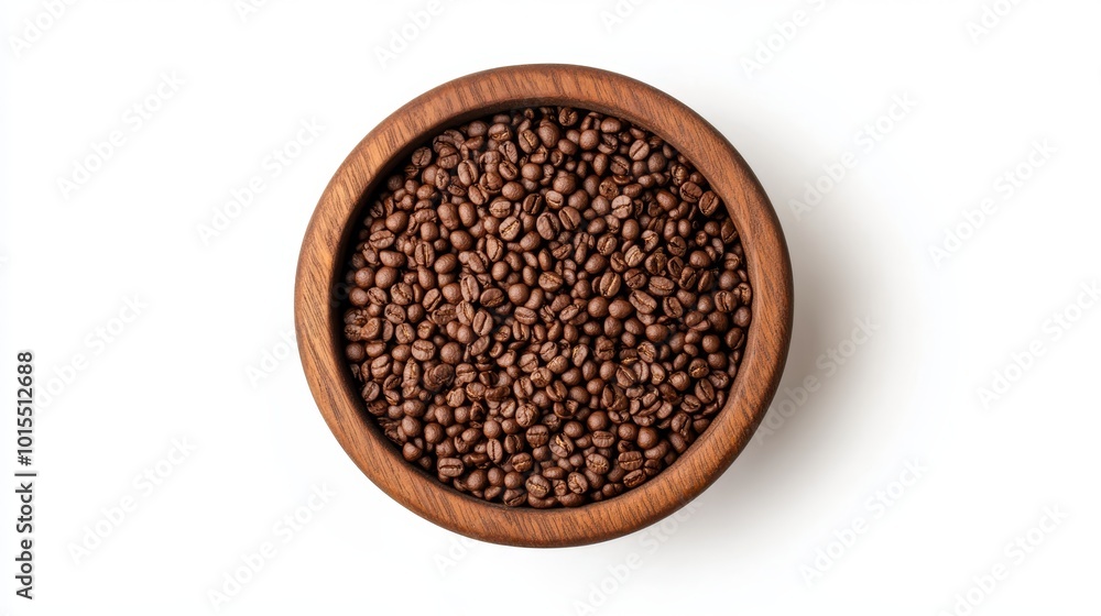 Top view of rich instant coffee granules in a rustic wooden bowl perfect for coffee lovers and instant beverage enthusiasts seeking convenience Top view of rich instant coffee granules in a rustic wooden bowl perfect for coffee lovers and instant beverage enthusiasts seeking convenience