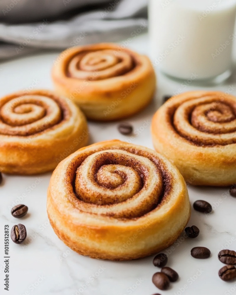Cinnamon Rolls with Coffee Beans and Milk Cinnamon Rolls with Coffee Beans and Milk