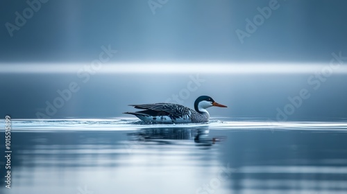 Springtime Serenity: A Common Merganser Nurtures Her Chicks on Sebago Lake Maine Celebrating Nature's Beauty and Wildlife Conservation