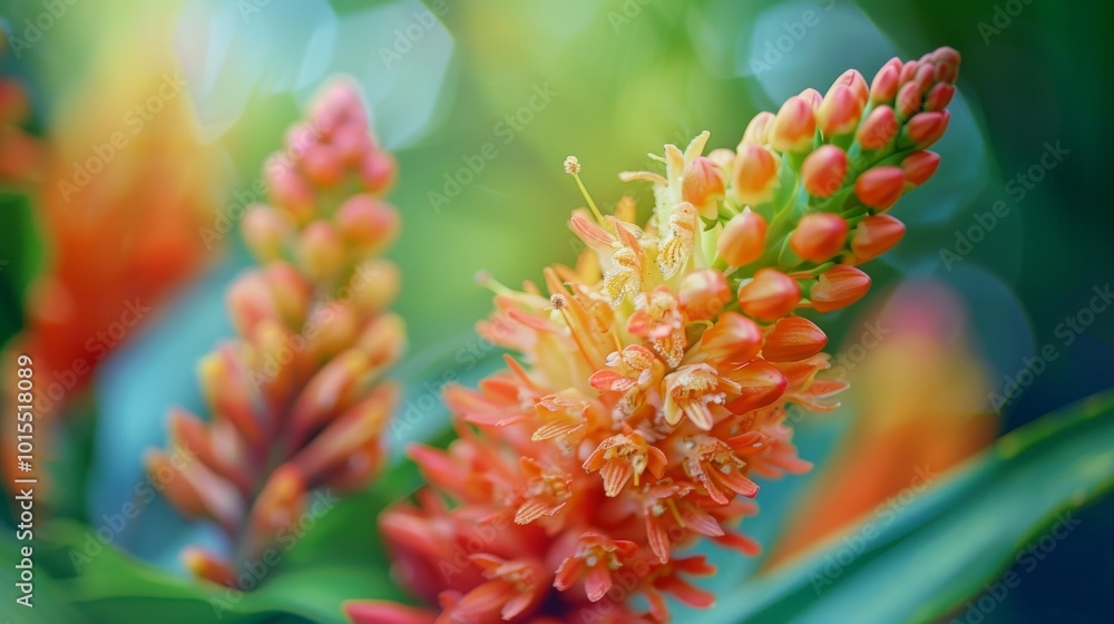 Close-up of vibrant orange and yellow flowers with a soft, green blurred background. Close-up of vibrant orange and yellow flowers with a soft, green blurred background.