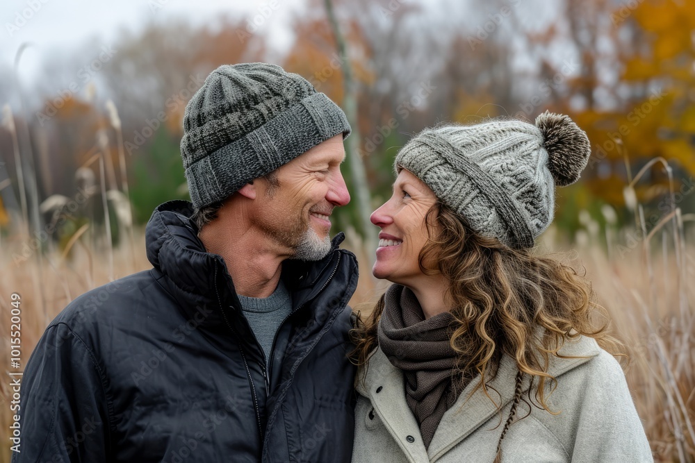 Portrait of a happy couple in love in the autumn park. Portrait of a happy couple in love in the autumn park.