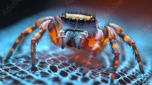 the A spider using silk vibrations to communicate with potential mates and rivals. photo