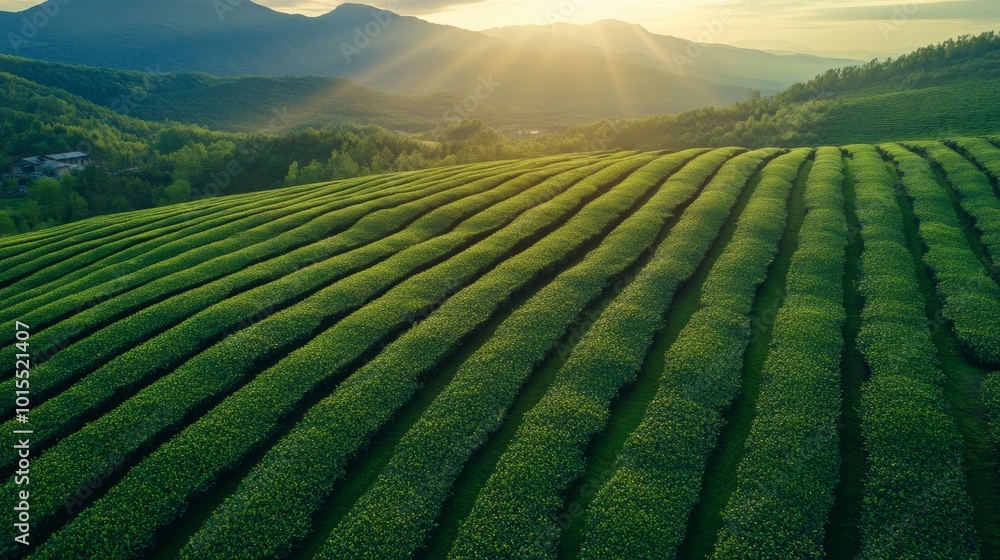 Aerial View of Lush Tea Plantations in Matsesta North Caucasus Sochi Showcasing Sustainable Agriculture and Vibrant Green Landscapes in Russia Aerial View of Lush Tea Plantations in Matsesta North Caucasus Sochi Showcasing Sustainable Agriculture and Vibrant Green Landscapes in Russia