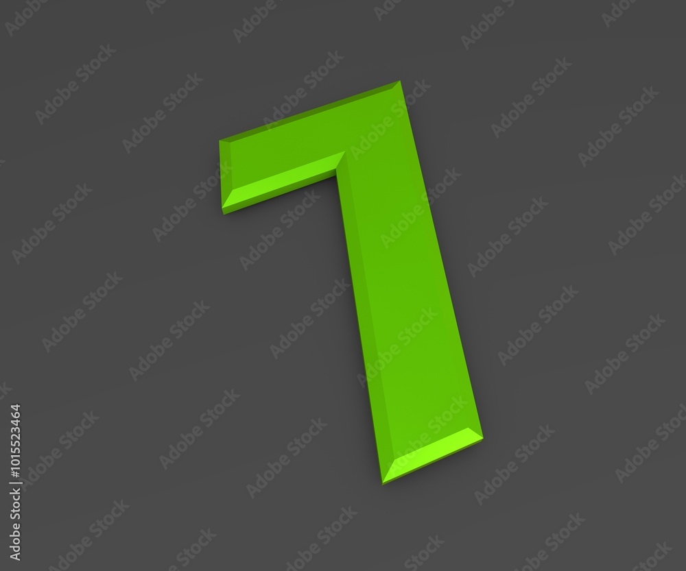Green 3D volumetric figure or number on a gray background. Numbering. Green 3D volumetric figure or number on a gray background. Numbering.
