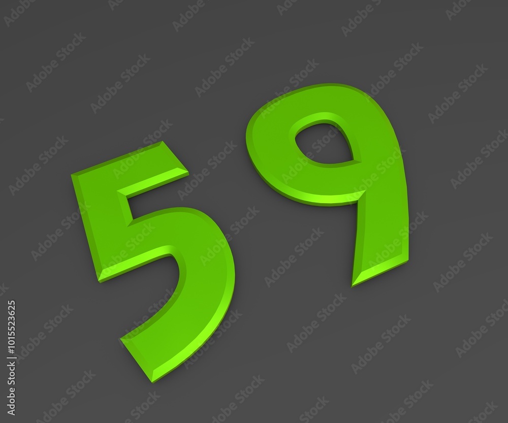 Green 3D volumetric figure or number on a gray background. Numbering. Green 3D volumetric figure or number on a gray background. Numbering.