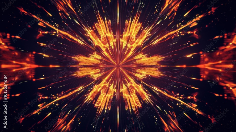 A symmetrical pattern of glowing lines radiating from the center, creating a futuristic starburst effect. A symmetrical pattern of glowing lines radiating from the center, creating a futuristic starburst effect.