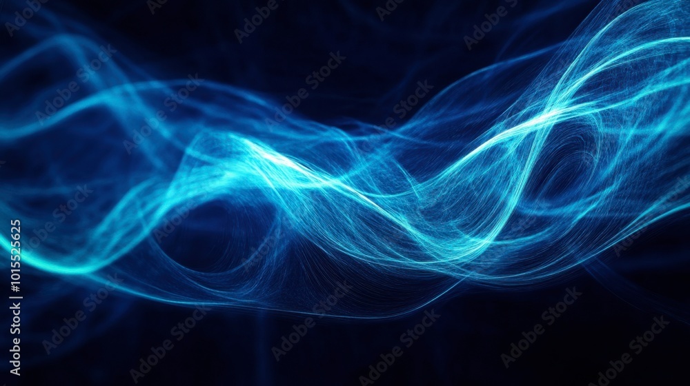 Abstract glowing blue lines swirling in a dark background, creating a futuristic pattern of light trails and curves. Abstract glowing blue lines swirling in a dark background, creating a futuristic pattern of light trails and curves.
