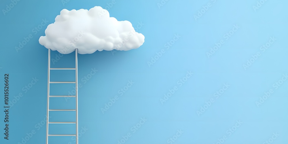 ladder to the sky with white cloud on blue background ladder to the sky with white cloud on blue background