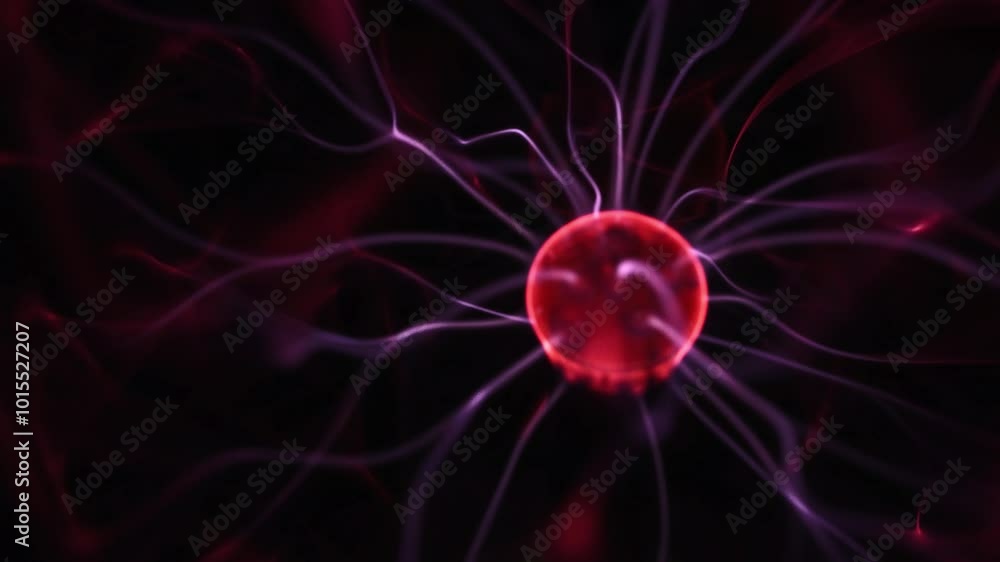Abstract background with electric plasma sphere lightning from plasma lamp. Science-fiction or science concept Abstract background with electric plasma sphere lightning from plasma lamp. Science-fiction or science concept