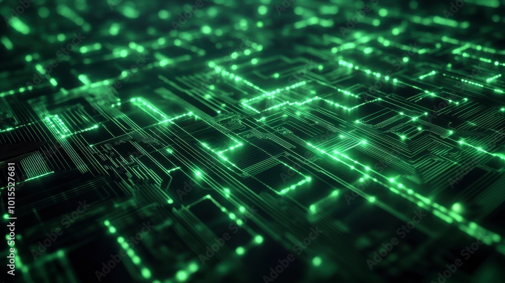 Glowing green lines intersecting in a geometric pattern, resembling a circuit board or digital interface on a dark backdrop. Glowing green lines intersecting in a geometric pattern, resembling a circuit board or digital interface on a dark backdrop.