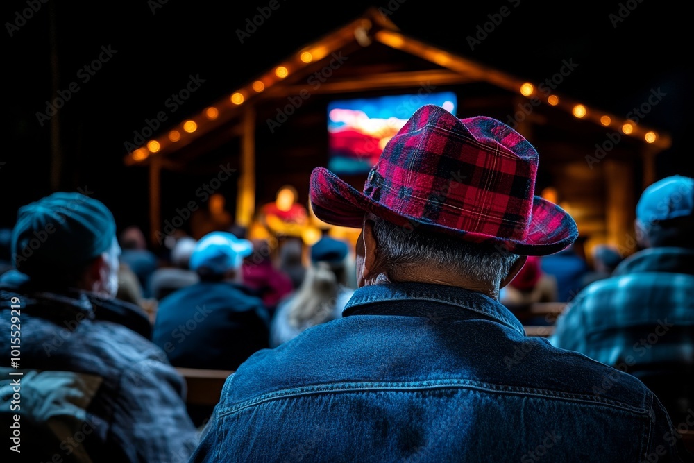 Obraz premium Realistic scene of a rural church service or community gathering in a local hall, showcasing the role of faith and community in rural culture