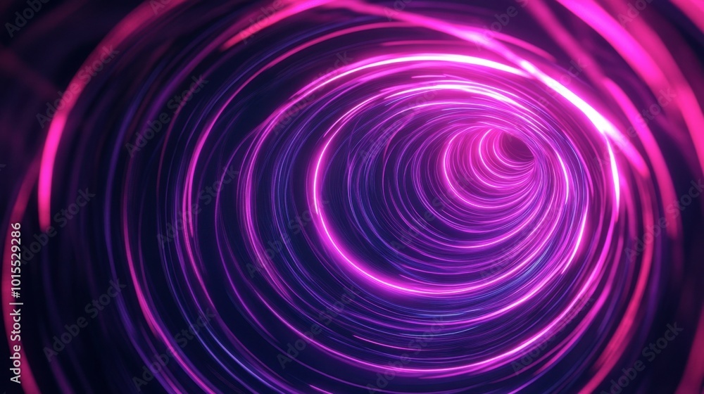 Glowing pink and purple lines in a swirling pattern, resembling a neon vortex against a black background. Glowing pink and purple lines in a swirling pattern, resembling a neon vortex against a black background.