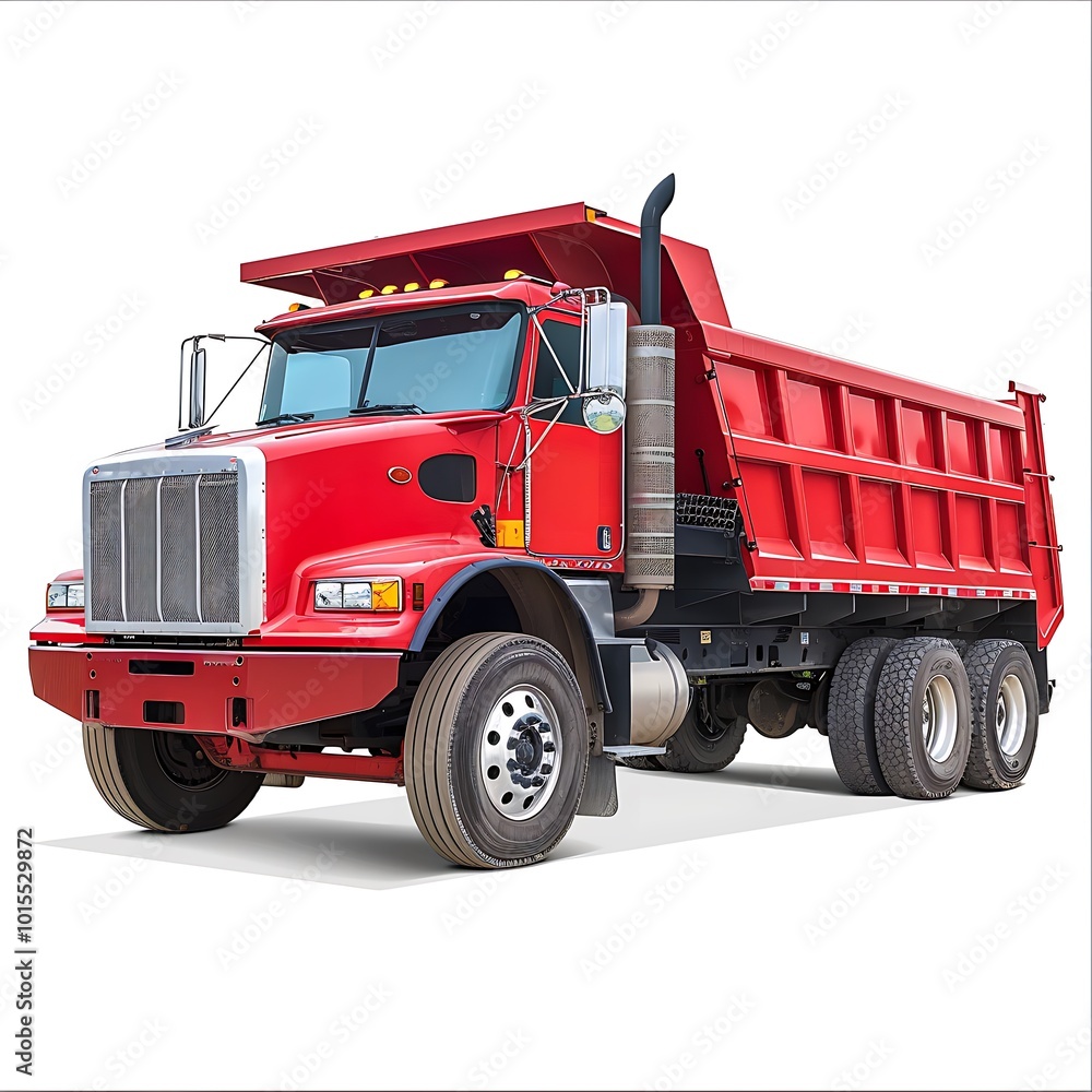 New red dump truck on white background New red dump truck on white background