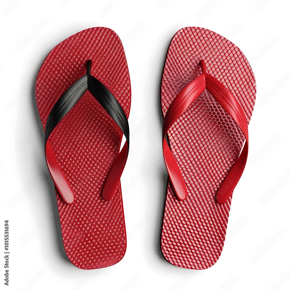 Pair of red flip flops isolated on white background Pair of red flip flops isolated on white background