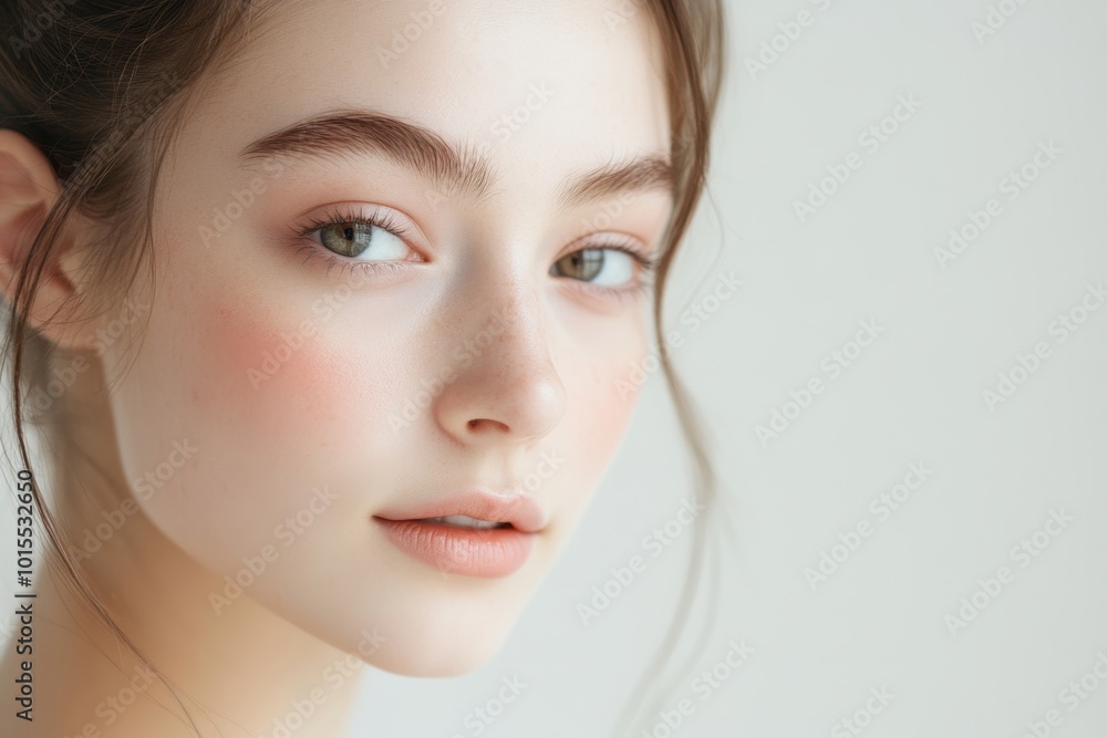 A beautiful woman applies makeup with precision, enhancing her features and showcasing her style. A beautiful woman applies makeup with precision, enhancing her features and showcasing her style.