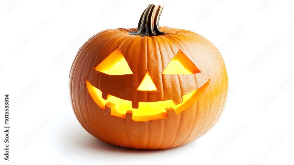 Jack o lantern glowing halloween pumpkin head isolated on white background Jack o lantern glowing halloween pumpkin head isolated on white background