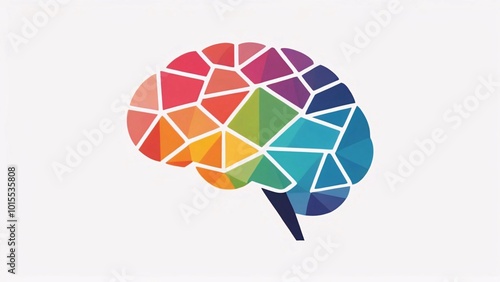 Abstract Colorful Brain Icon with Geometric Pattern.
