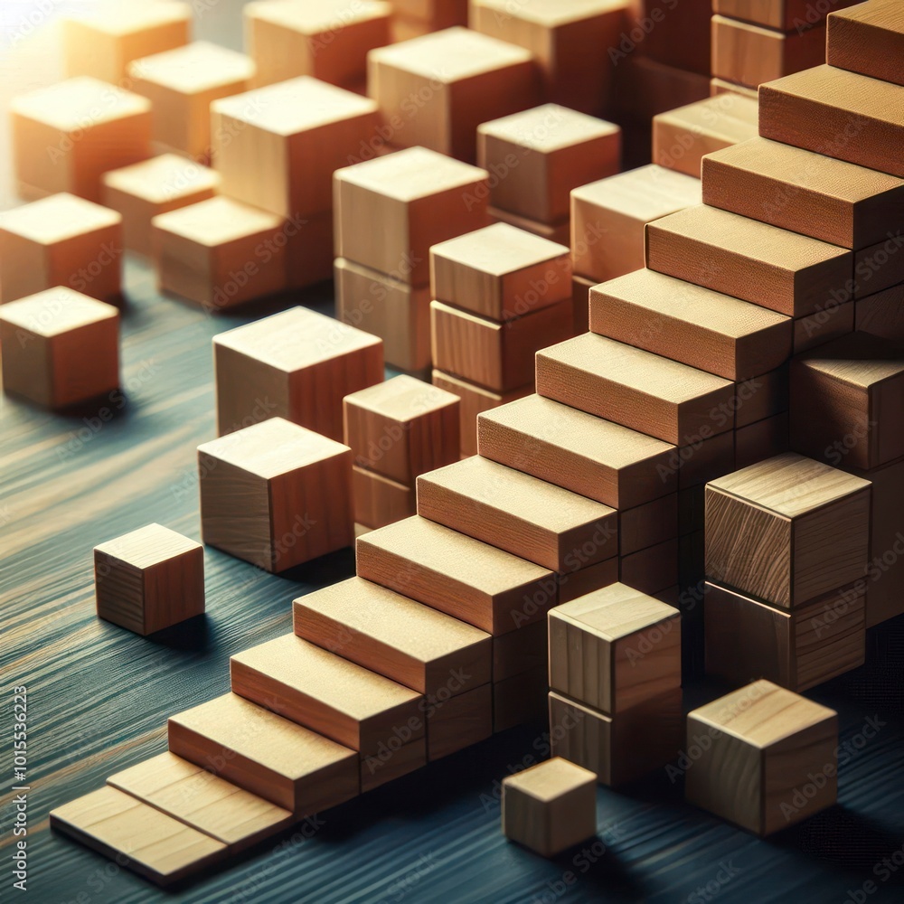 Wooden cubes stacked in a pyramid formation, symbolizing business growth, strategy, and teamwork. Wooden cubes stacked in a pyramid formation, symbolizing business growth, strategy, and teamwork.