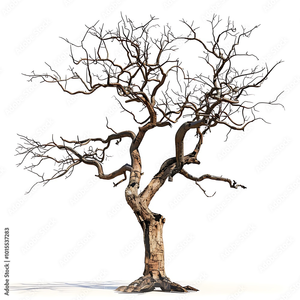 Single old and dead tree isolated on white background Single old and dead tree isolated on white background