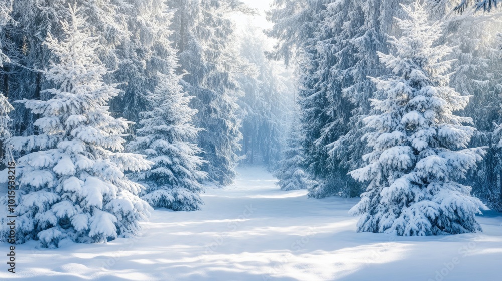 Snow-covered pine trees sparkle in the winter sun, creating a breathtaking winter wonderland. Snow-covered pine trees sparkle in the winter sun, creating a breathtaking winter wonderland.