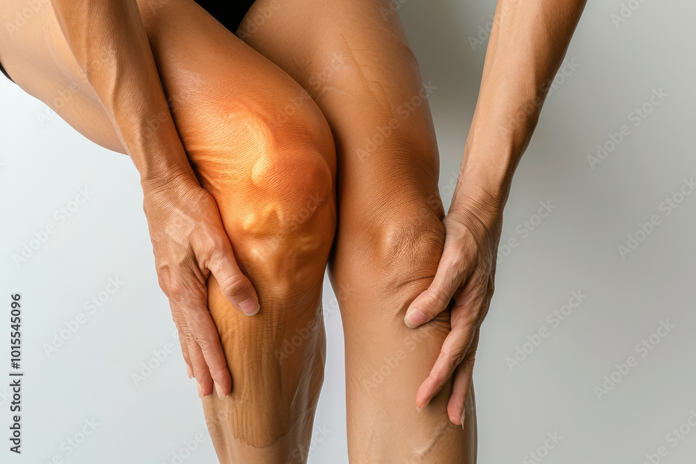 the illustration of the bones and joint inside the knee, showing as the sign of the knee joint pain the illustration of the bones and joint inside the knee, showing as the sign of the knee joint pain
